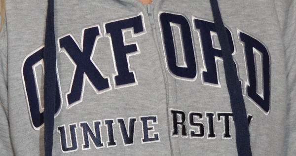OU129 Licensed Zipped Unisex Oxford University Hooded Sweatshirt Grey - British Heritage Brands