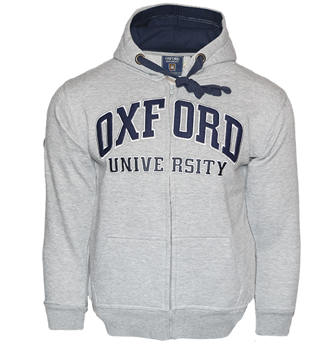 OU129 Licensed Zipped Unisex Oxford University Hooded Sweatshirt Grey - British Heritage Brands