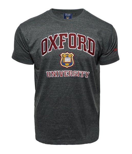 Unisex Oxford University Applique Embroidery T Shirt Charcoal - British Heritage Brands