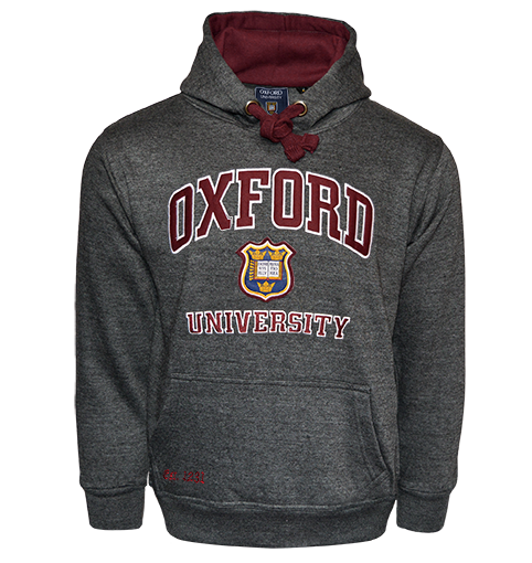 OU129 Licensed Unisex Oxford University Hooded Sweatshirt Charcoal - British Heritage Brands