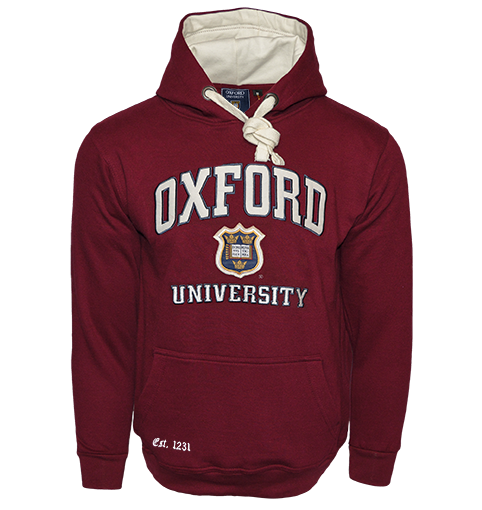 OU129 Licensed Unisex Oxford University Hooded Sweatshirt Maroon British Heritage Brands