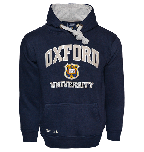 OU129 Licensed Unisex Oxford University Hooded Sweatshirt Navy/Grey - British Heritage Brands