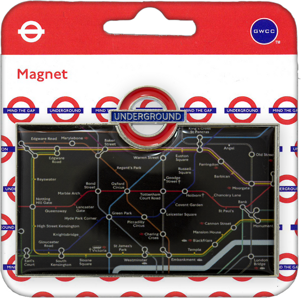 TFL3011 Licensed Underground Tube Map Fridge Magnet Black - British Heritage Brands