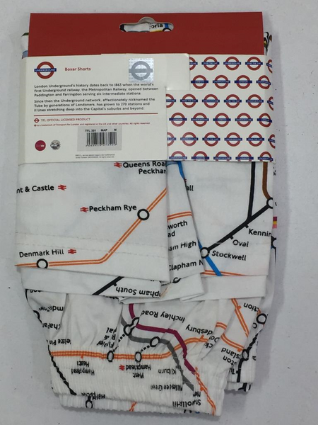TFL301 Tube Map Boxer Shorts Allover Print London Underground