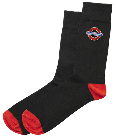 TFL6307 Ladies Licensed Mind the Gap Roundel Embroidery Sock Size 4-7 - British Heritage Brands