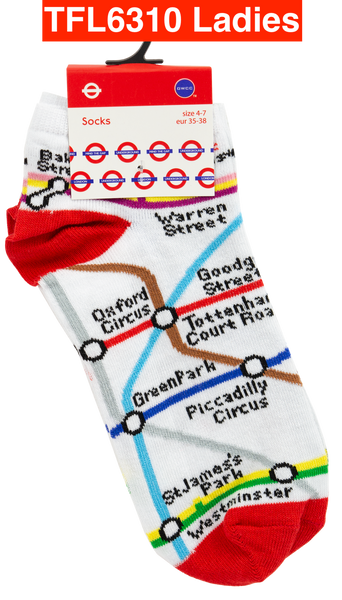 TFL6310 Licensed London Underground Tube Map Trainer Socks Ladies - British Heritage Brands