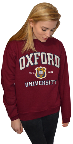 OU201 Unisex Licensed Oxford University Sweatshirt Maroon - British Heritage Brands