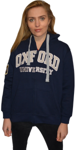 OU129 Licensed Zipped Unisex Oxford University Hooded Sweatshirt Navy - British Heritage Brands
