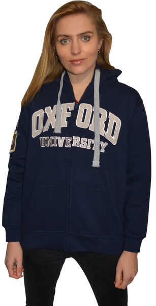 OU129 Licensed Zipped Unisex Oxford University Hooded Sweatshirt Navy - British Heritage Brands