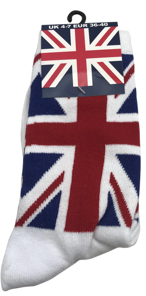 Ladies Union Jack Sock White Size 4-7 (UK) - British Heritage Brands