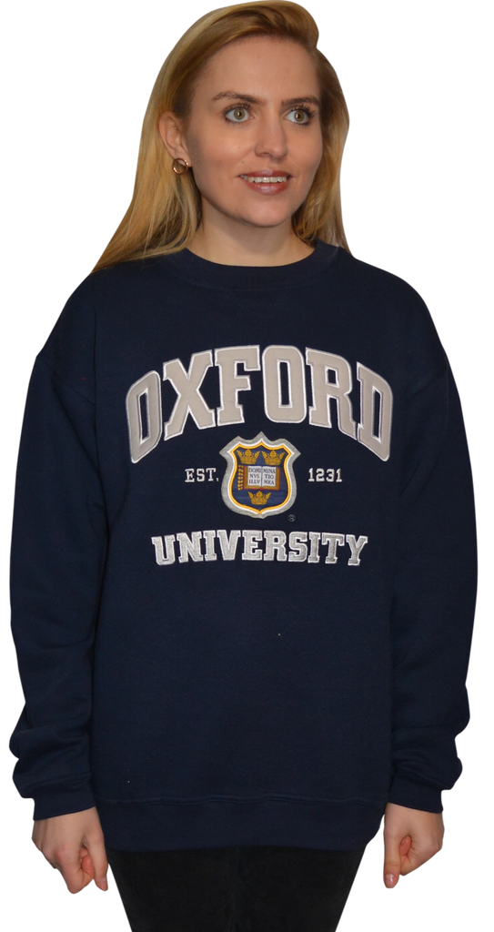 OU201 Unisex Licensed Oxford University Sweatshirt Navy British Heritage Brands