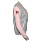LE170GP Unisex London England Unisex Baseball Jacket Grey Baby Pink