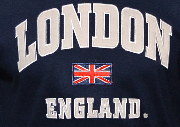LE105NG Unisex London England Applique Embroidery T Shirt - British Heritage Brands