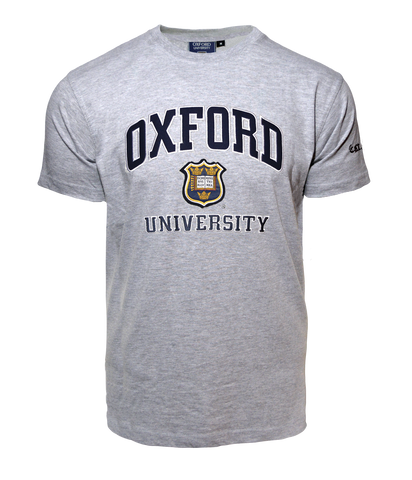Unisex Oxford University Applique Embroidery T Shirt Grey - British Heritage Brands