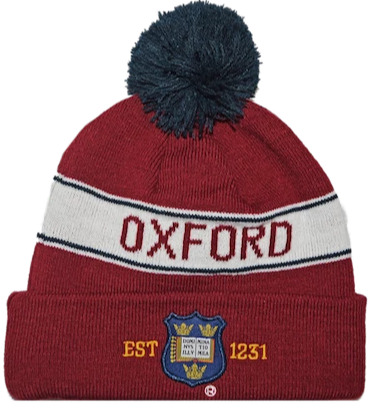 OUB102 Licensed Unisex Oxford University Pom Pom Ski Hat Maroon - British Heritage Brands